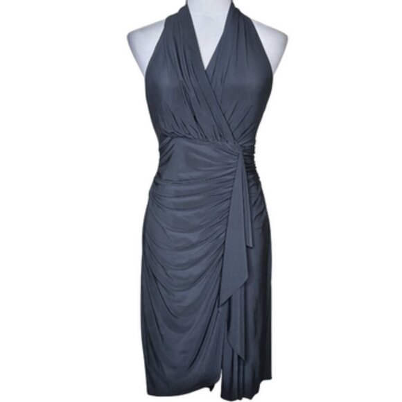 Evan Picone Dresses & Skirts - Evan Picone Women's Black Twisted Ruched Front V-Neck Wrap Dress Cocktail 12